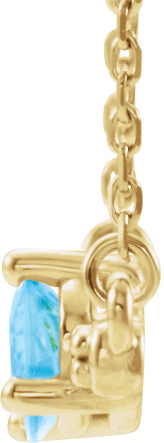14K Gold Pear Natural Aquamarine Accented Bar Necklace - Yellow Gold - view 5