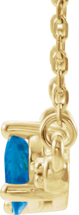 14K Gold Pear Natural Blue Zircon Accented Bar Necklace - Yellow Gold - view 5