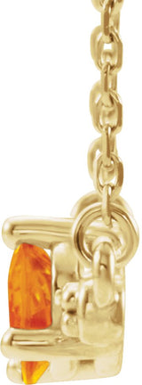 14K Gold Pear Natural Citrine Accented Bar Necklace - Yellow Gold - view 5