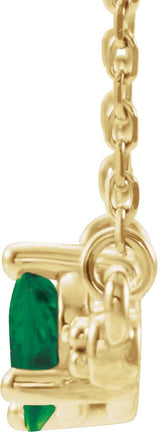 14K Gold Pear Natural Emerald Accented Bar Necklace - Yellow Gold - view 5