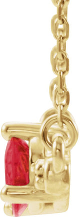 14K Gold Pear Natural Ruby Accented Bar Necklace - Yellow Gold - view 5