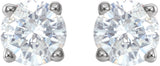 Platinum Natural Diamond Round 4-Prong Lightweight Stud Earrings - view 8