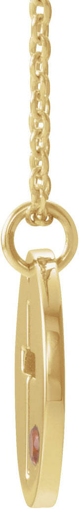 14K Gold Round Natural Citrine Pierced Cross Disc Necklace or Pendant - Yellow Gold - view 4