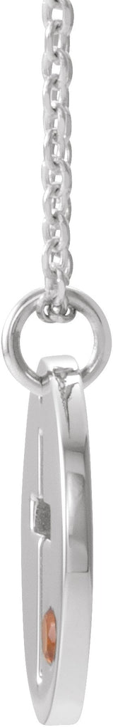 14K Gold Round Natural Citrine Pierced Cross Disc Necklace or Pendant - White Gold - view 4