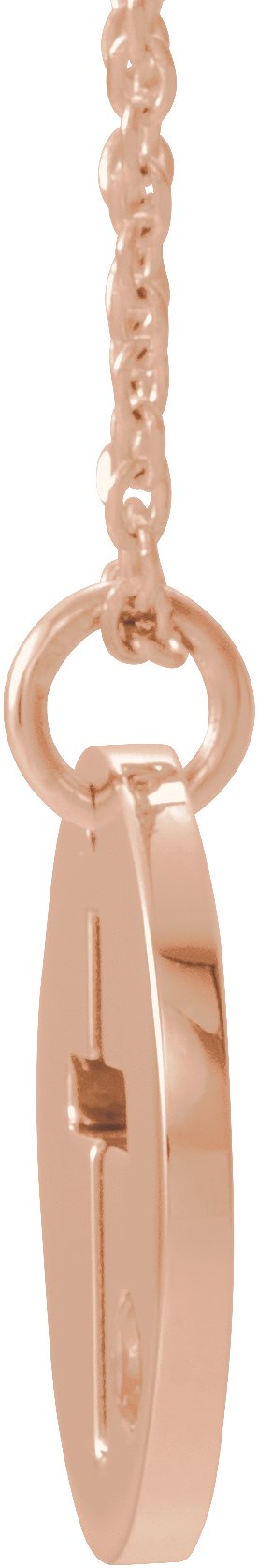 14K Gold Round Natural Aquamarine Pierced Cross Disc Necklace or Pendant - Rose Gold - view 4