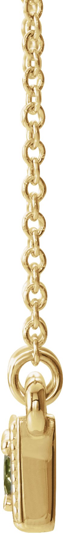 14K Gold Round Natural Peridot Three-Stone Bar Necklace - Yellow Gold - view 4