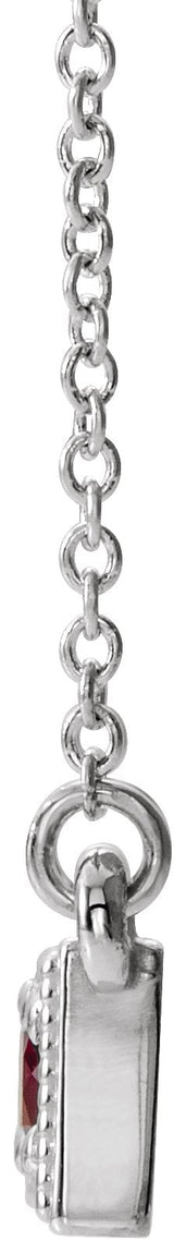 14K Gold Round Lab-Grown Ruby Three-Stone Bar Necklace - White Gold - view 4