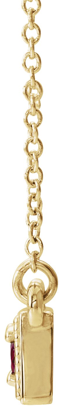 14K Gold Round Lab-Grown Ruby Three-Stone Bar Necklace - Yellow Gold - view 4