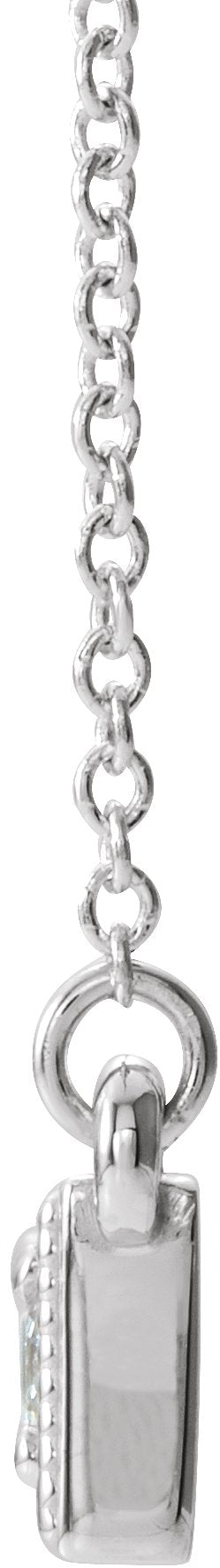 14K Gold Round Natural Diamond Three-Stone Bar Necklace - White Gold - view 4