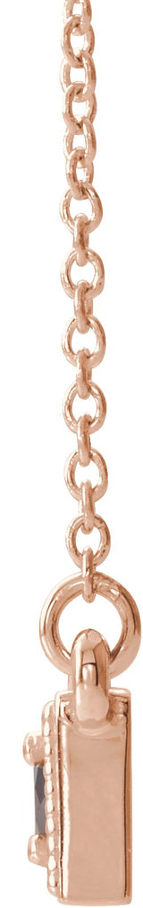 14K Gold Round Natural Amethyst Three-Stone Bar Necklace - Rose Gold - view 4