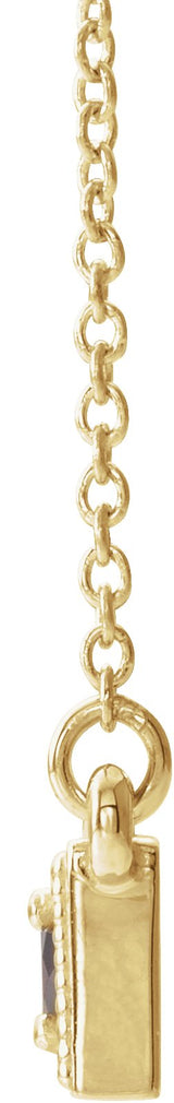 14K Gold Round Natural Mozambique Garnet Three-Stone Bar Necklace - Yellow Gold - view 4