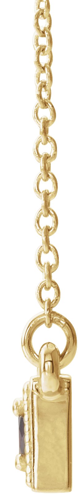 14K Gold Round Natural Mozambique Garnet Three-Stone Bar Necklace - Yellow Gold - view 4