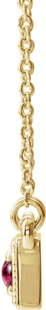 14K Gold Round Natural Pink Tourmaline Three-Stone Bar Necklace - Yellow Gold - view 4