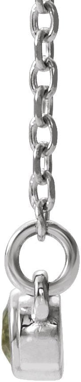 14K Gold Round Natural Peridot Bezel-Set Bar Necklace – 0.08 CTW - White Gold - view 4