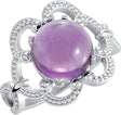 14K Gold Round Natural Amethyst Cabochon Ring