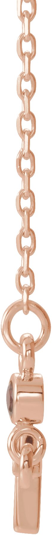 14K Gold Round Natural Mozambique Garnet Accented Sideways Cross Necklace - Rose Gold - view 4