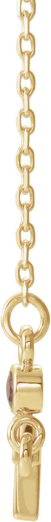14K Gold Round Natural Mozambique Garnet Accented Sideways Cross Necklace - Yellow Gold - view 4