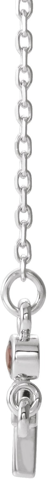 14K Gold Round Natural Mozambique Garnet Accented Sideways Cross Necklace - White Gold - view 4