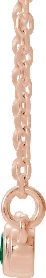 14K Gold Round Lab-Grown Emerald Bezel-Set Bar Necklace – 0.08 CTW - Rose Gold - view 4