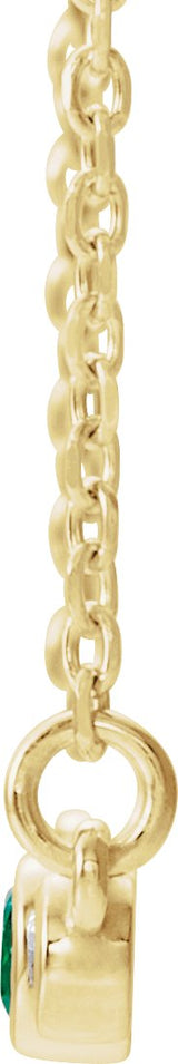 14K Gold Round Lab-Grown Emerald Bezel-Set Bar Necklace – 0.08 CTW - Yellow Gold - view 4