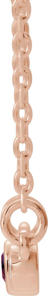 14K Gold Round Lab-Grown Alexandrite Bezel-Set Bar Necklace – 0.08 CTW - Rose Gold - view 4
