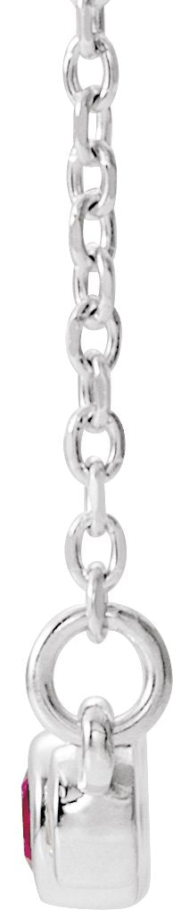 Platinum Round Natural Ruby Bezel-Set Bar Necklace – 0.08 CTW - view 4