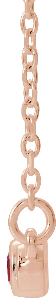 14K Gold Round Lab-Grown Ruby Bezel-Set Bar Necklace – 0.08 CTW - Rose Gold - view 4