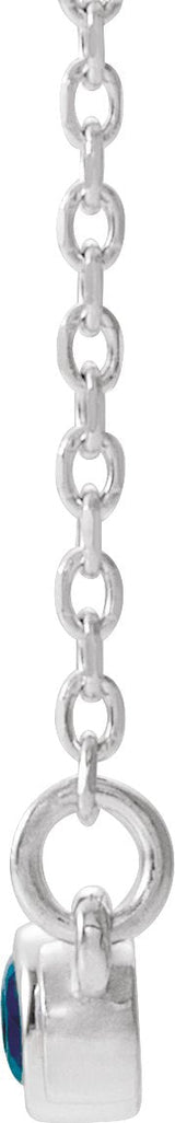 14K Gold Round Natural Blue Sapphire Bezel-Set Bar Necklace – 0.08 CTW - White Gold - view 4
