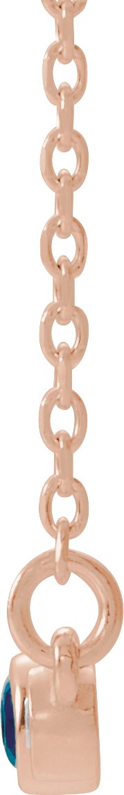 14K Gold Round Natural Blue Sapphire Bezel-Set Bar Necklace – 0.08 CTW - Rose Gold - view 4
