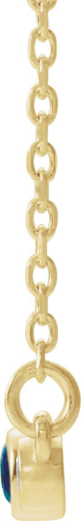 14K Gold Round Natural Blue Sapphire Bezel-Set Bar Necklace – 0.08 CTW - Yellow Gold - view 4