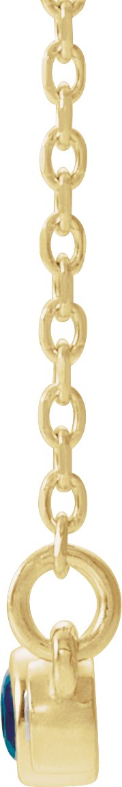 14K Gold Round Natural Blue Sapphire Bezel-Set Bar Necklace – 0.08 CTW - Yellow Gold - view 4