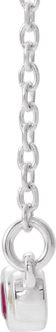 14K Gold Round Natural Pink Tourmaline Bezel-Set Bar Necklace – 0.08 CTW - White Gold - view 4
