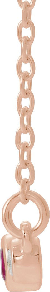 14K Gold Round Natural Pink Tourmaline Bezel-Set Bar Necklace – 0.08 CTW - Rose Gold - view 4