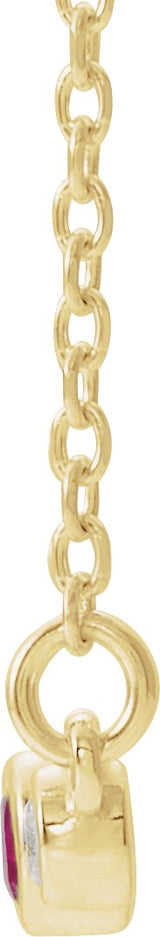 14K Gold Round Natural Pink Tourmaline Bezel-Set Bar Necklace – 0.08 CTW - Yellow Gold - view 4