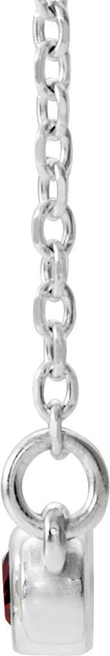 14K Gold Round Natural Mozambique Garnet Bezel-Set Bar Necklace – 0.08 CTW - White Gold - view 4