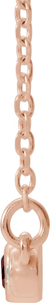 14K Gold Round Natural Mozambique Garnet Bezel-Set Bar Necklace – 0.08 CTW - Rose Gold - view 4