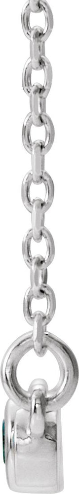 Platinum Round Natural Aquamarine Bezel-Set Bar Necklace – 0.08 CTW - view 4
