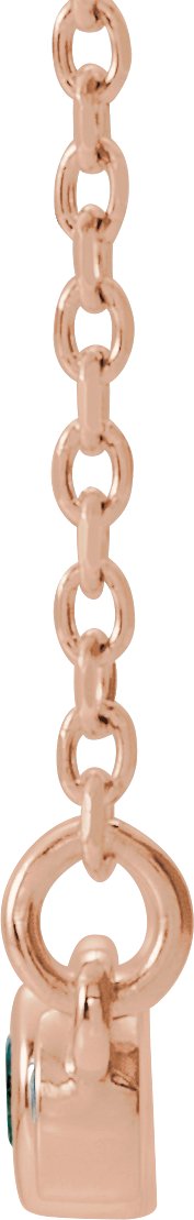 14K Gold Round Natural Aquamarine Bezel-Set Bar Necklace – 0.08 CTW - Rose Gold - view 4