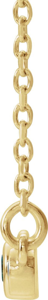 14K Gold Round Natural Aquamarine Bezel-Set Bar Necklace – 0.08 CTW - Yellow Gold - view 4