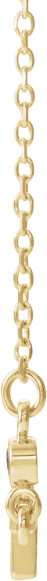 14K Gold Round Natural Ruby Accented Sideways Cross Necklace - Yellow Gold - view 4