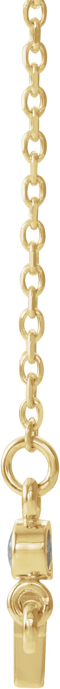 14K Gold Round Natural Blue Zircon Accented Sideways Cross Necklace - Yellow Gold - view 4