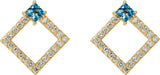 Platinum Square Natural White Sapphire Accented Geometric Earrings - view 8
