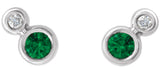 14K Gold Round Lab-Grown Emerald Accented Bezel-Set Earrings – 3-5mm Stones - White Gold - view 3