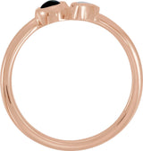 14K Gold Round Natural White Opal & Natural Black Onyx Two-Stone Bezel-Set Ring - Rose Gold - view 2
