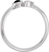 Platinum Round Natural White Opal & Natural Black Onyx Two-Stone Bezel-Set Ring - view 2