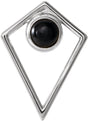 Platinum Round Natural Black Onyx Cabochon Pyramid Necklace or Pendant