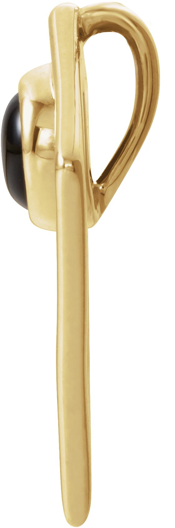 14K Gold Round Natural Black Onyx Cabochon Pyramid Necklace or Pendant - Yellow Gold - view 2