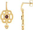 14K Gold Round Natural Mozambique Garnet & Natural Diamond Granulated Earrings – 3.5mm Stones