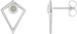 Platinum Round Natural Opal Cabochon Pyramid Earrings