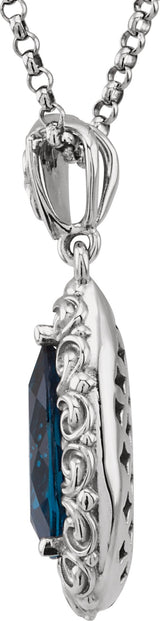 14K Gold Pear Natural London Blue Topaz Sculptural Necklace or Pendant - view 2